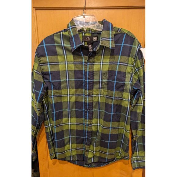 Other - Ocean Pacific Men's Green Blue‎ Plaid L/S Dress Shirt Size Medium